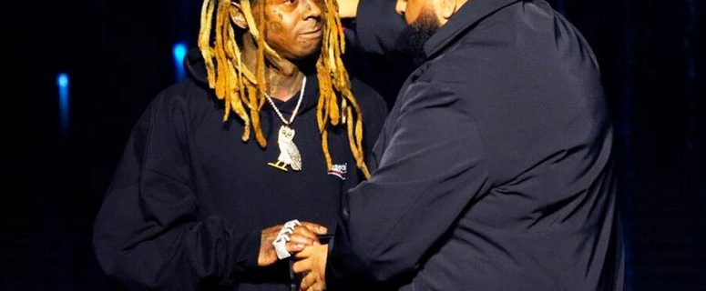 Lil Wayne Again Receives Global Impact Award from DJ Khaled at 2024 Pre-GRAMMY Black Music Collective Event